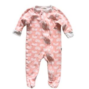 Rabbit & Bear Pink and White Rainbow Footie Sleeper 3-6 months